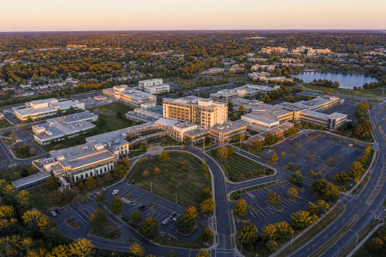 Multi-building Springfield campus — aerial site photograph